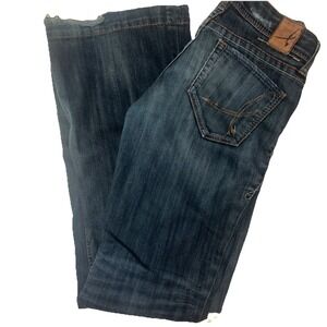 Hit Slouch Boot Cut Y2K Jeans Women's Size 27 Stretch Blue Dark 90s Flare Double